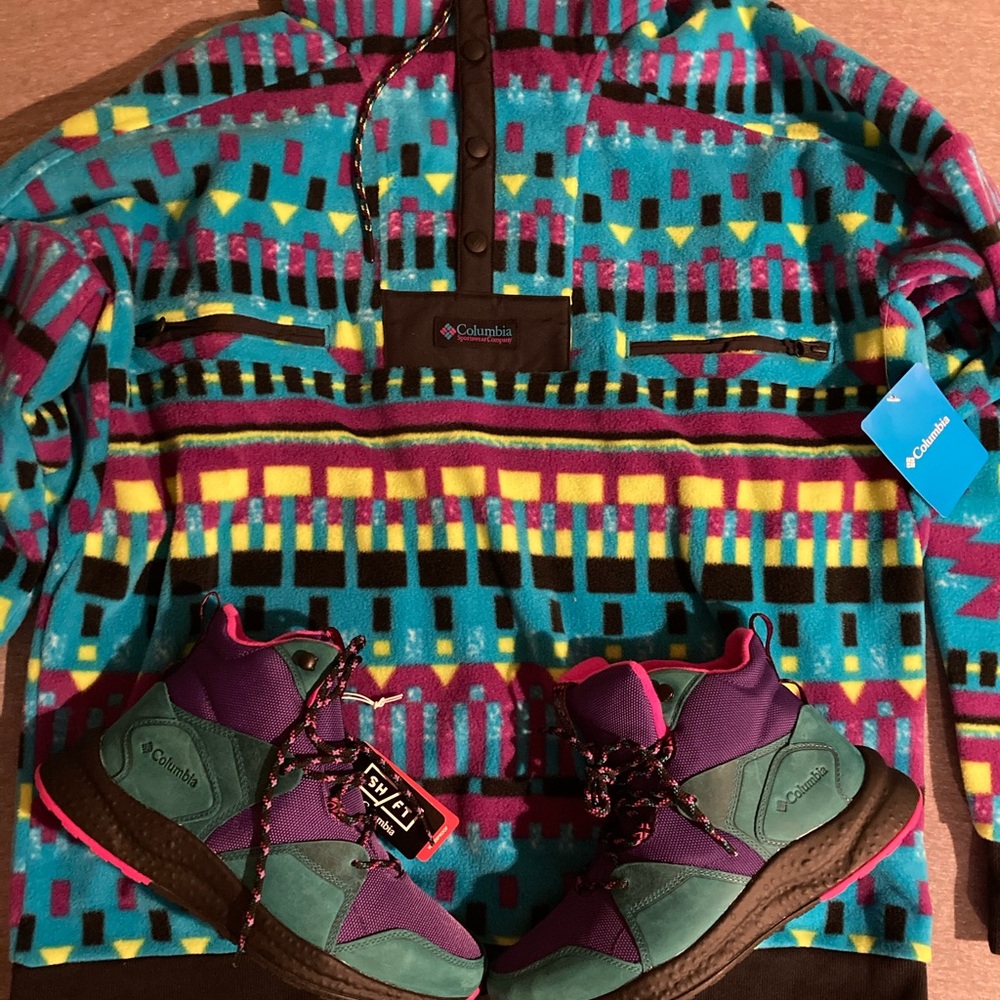 Columbia sweater and boots